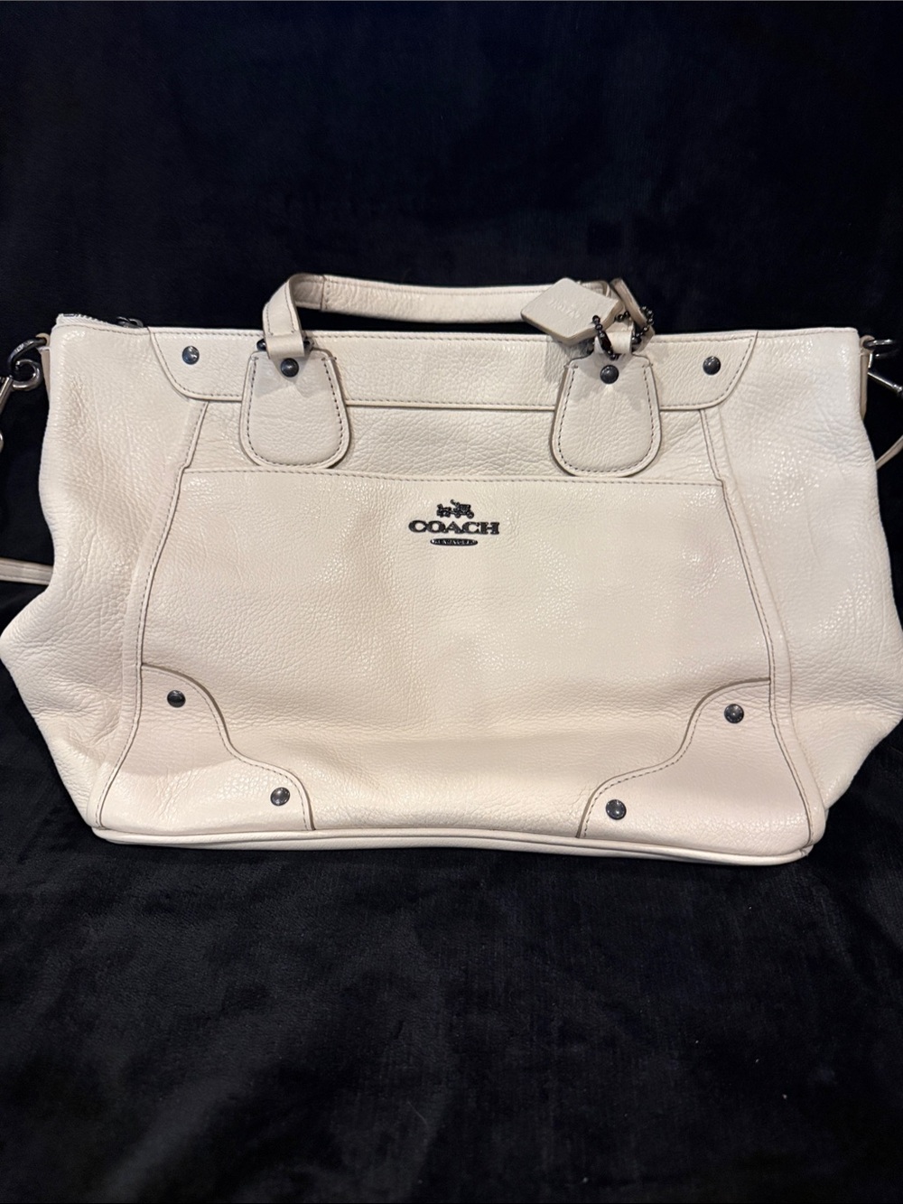 Coach Leather Pebbled Tote in Ivory